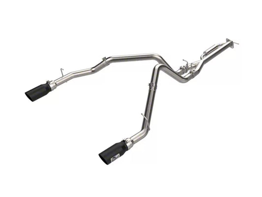 AFE Vulcan Series 3-Inch Dual Exhaust System with Black Tips; Rear Exit (25-26 3.0L RAM 1500, Excluding Limited, Limited Longhorn, RHO & Tungsten) #49-32088-1B