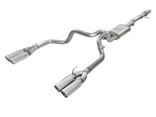 AFE Vulcan Series 4 to 3-Inch Dual Exhaust System with Polished Tips; Rear Exit (19-26 6.2L Silverado 1500 w/ Factory Dual Exhaust & 19-26 6.2L Sierra 1500 w/ Factory Dual Exhaust) #49-34102-P
