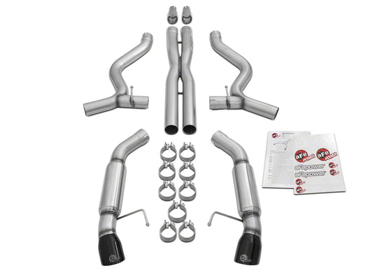 AFE MACH Force-XP 3-Inch Cat-Back Exhaust System with Black Tips; Aggressive Tone (15-17 Mustang GT Fastback, 15-17 Mustang V6 Fastback) #49-33088-B