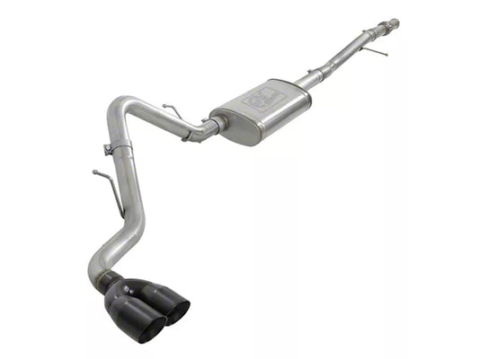 AFE Vulcan Series 3-Inch Single Exhaust System with Black Tips; Side Exit (19-26 5.3L Sierra 1500 & 19-26 5.3L Silverado 1500) #49-34106-B