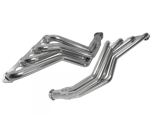 BBK 1-5/8-Inch Long Tube Headers; Polished Silver Ceramic (79-93 5.0L Mustang w/ Manual Transmission) #15160