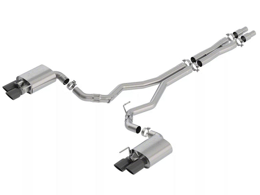 Borla ATAK Cat-Back Exhaust with Black Chrome Tips (18-23 Mustang GT Fastback w/ Active Exhaust) #140743BC