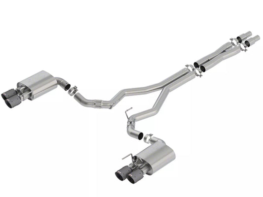 Borla ATAK Cat-Back Exhaust with Black Carbon Fiber Tips (18-23 Mustang GT Fastback w/ Active Exhaust) #140743CFBA