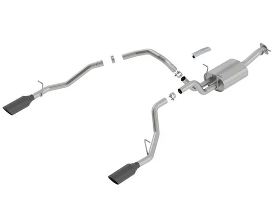 Borla Touring Dual Exhaust System with Black Chrome Tips; Rear Exit (19-26 5.7L RAM 1500) #140758BC