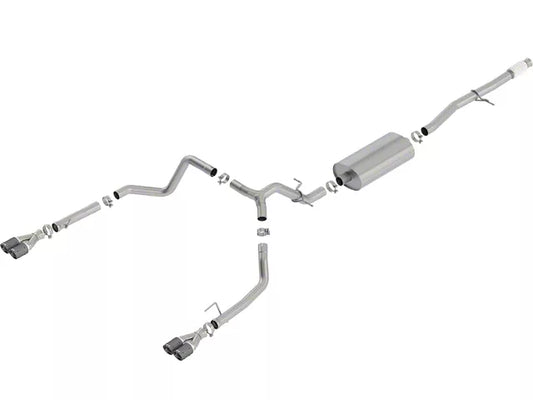 Borla Touring Dual Exhaust System with Carbon Fiber Tips; Rear Exit (19-26 5.3L Silverado 1500 w/ Factory Dual Exhaust & 19-26 5.3L Sierra 1500 w/ Factory Dual Exhaust) #140768CF
