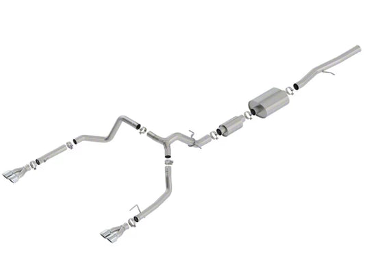Borla S-Type Dual Exhaust System with Quad Chrome Tips; Rear Exit (19-23 6.2L Sierra 1500 w/ Factory Dual Exhaust, Excluding AT4X & 19-23 6.2L Silverado 1500 w/ Factory Dual Exhaust, Excluding ZR2) #140783