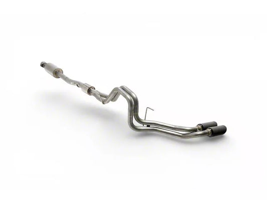Borla S-Type Dual Exhaust System with Black Chrome Tips; Same Side Exit (2021-2026 5.0L F-150 SuperCab with a 6-1/2-Foot Bed and SuperCrew with a 5-1/2-Foot Bed) #140874BC