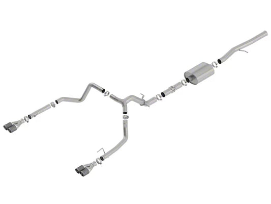 Borla ATAK Dual Exhaust System with Quad Carbon Fiber; Rear Exit (19-23 6.2L Sierra 1500 w/ Factory Dual Exhaust, Excluding AT4X & 19-23 6.2L Silverado 1500 w/ Factory Dual Exhaust, Excluding ZR2) #140776CF