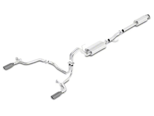 Borla S-Type Dual Exhaust System with Black Chrome Tips; Rear Exit, Ford F-150 (15-20 & 15-20 2.7L EcoBoost F-150, 15-20 3.5L EcoBoost F-150, Excluding Raptor & 19-20 F-150 Limited, 15-20 5.0L F-150 & F-150s with the following Cab & Bed sizes) #140615BC