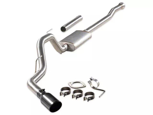 Flowmaster Signature Series Single Exhaust System with Black Chrome Tip; Side Exit (21-26 3.5L EcoBoost F-150 w/o Factory Dual Exhaust, 21-26 5.0L F-150 w/o Factory Dual Exhaust, 21-26 2.7L EcoBoost F-150 w/o Factory Dual Exhaust) #738115