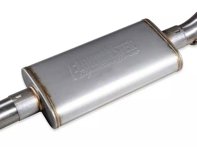 Flowmaster Signature Series Single Exhaust System with Black Chrome Tip; Side Exit (21-26 3.5L EcoBoost F-150 w/o Factory Dual Exhaust, 21-26 5.0L F-150 w/o Factory Dual Exhaust, 21-26 2.7L EcoBoost F-150 w/o Factory Dual Exhaust) #738115