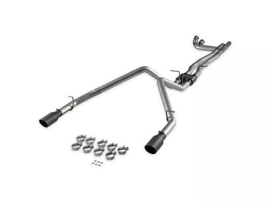 Flowmaster Outlaw Dual Exhaust System with Black Tips; Rear Exit (25-26 3.0L RAM 1500, Excluding RHO) #818197