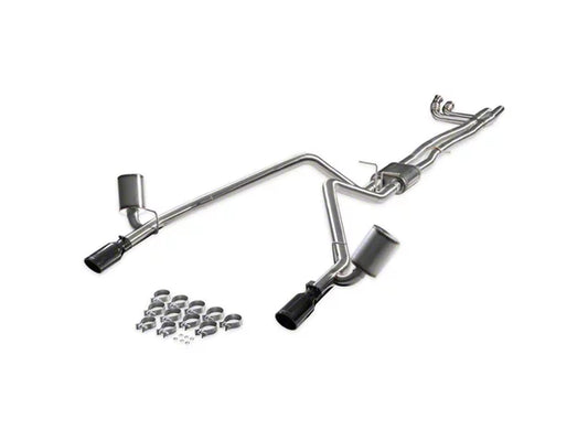 Flowmaster Signature Series Dual Exhaust System with Black Chrome Tips; Rear Exit (25-26 3.0L RAM 1500, Excluding RHO) #738198