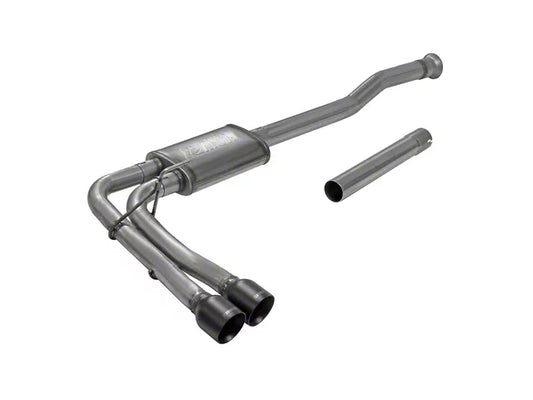 Flowmaster FlowFX Dual Exhaust System with Black Tips; Middle Side Exit (21-26 2.7L EcoBoost F-150, 21-26 3.5L EcoBoost F-150, Excluding Raptor &amp; Tremor, 21-26 5.0L F-150, Excluding Tremor) #718116