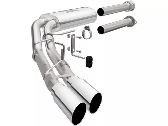 Magnaflow Street Series Dual Exhaust System with Polished Tips; Middle Side Exit, Ford F-150 (15-26 2.7L EcoBoost F-150, 15-26 3.5L EcoBoost F-150, Excluding Raptor, Tremor and 19-20 Limited, 15-26 5.0L F-150, Excluding Tremor models) #19563